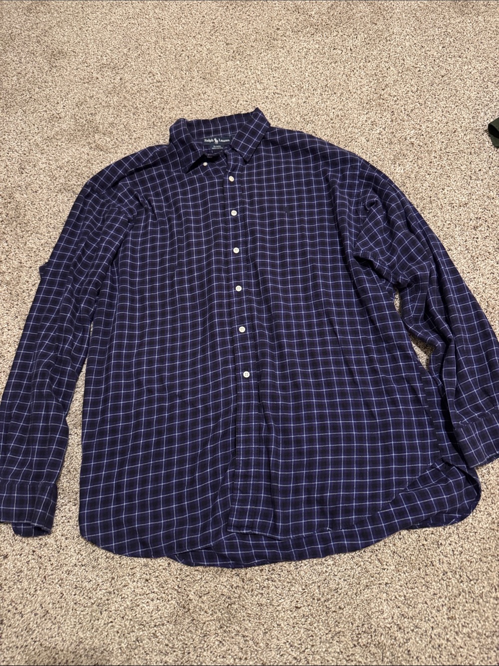 Ralph Lauren Blaire Men’s Purple-Navy Blue Windowpane Button-Down Shirt size XXL